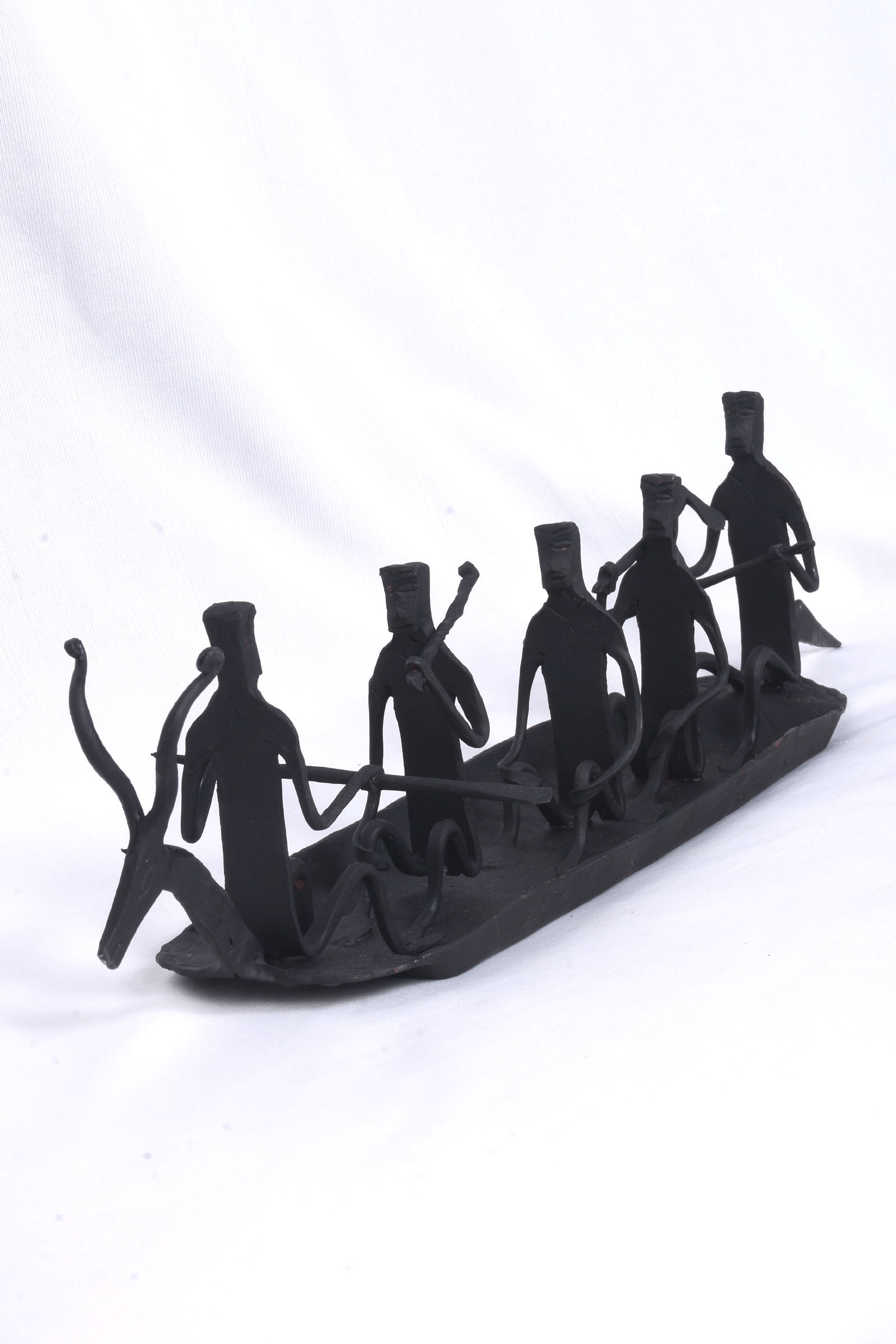 Hand Crafted Bastar Iron Craft Deer Rowing Boat Set SKU - BS50003 - Bhartiya Shilp